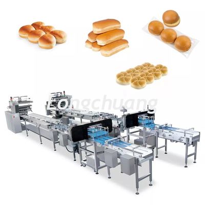 jakość  Multifunction Bakery Food Automatic Feeding Line Burger Bun Hot Dog Hamburger Packaging Machine fabryka